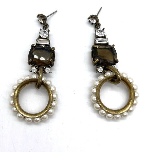 Gerald Yosca Vintage Drop Circular Pearls Earrings - Picture 1 of 2